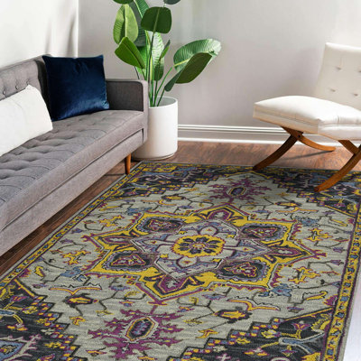 Tapis en laine touffeté à la main Shidler