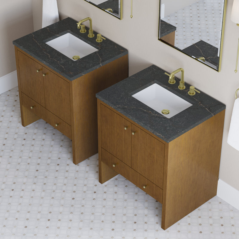 Hudson 30" W Single Vanity, Parisien Bleu Silestone, 8" Widespread