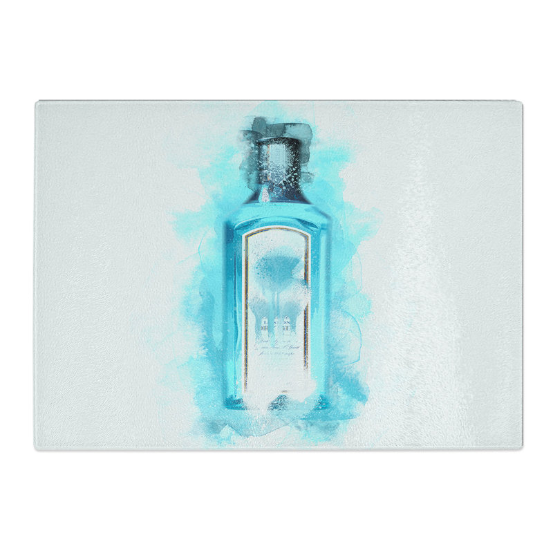 Gin Bottle Blue Chopping Board, 0.4cm H x 20cm W x 28.5cm L