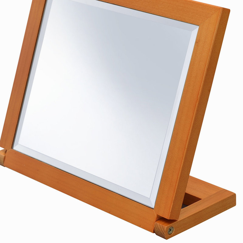 Miroir de maquillage réglable en polyrésine de 8 po de hauteur, finition noyer