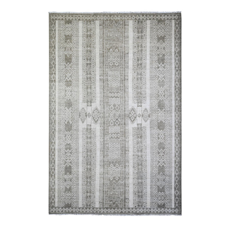 Tapis rectangulaire nouvel âge en laine 6 pi x 9 pi brun Cateria