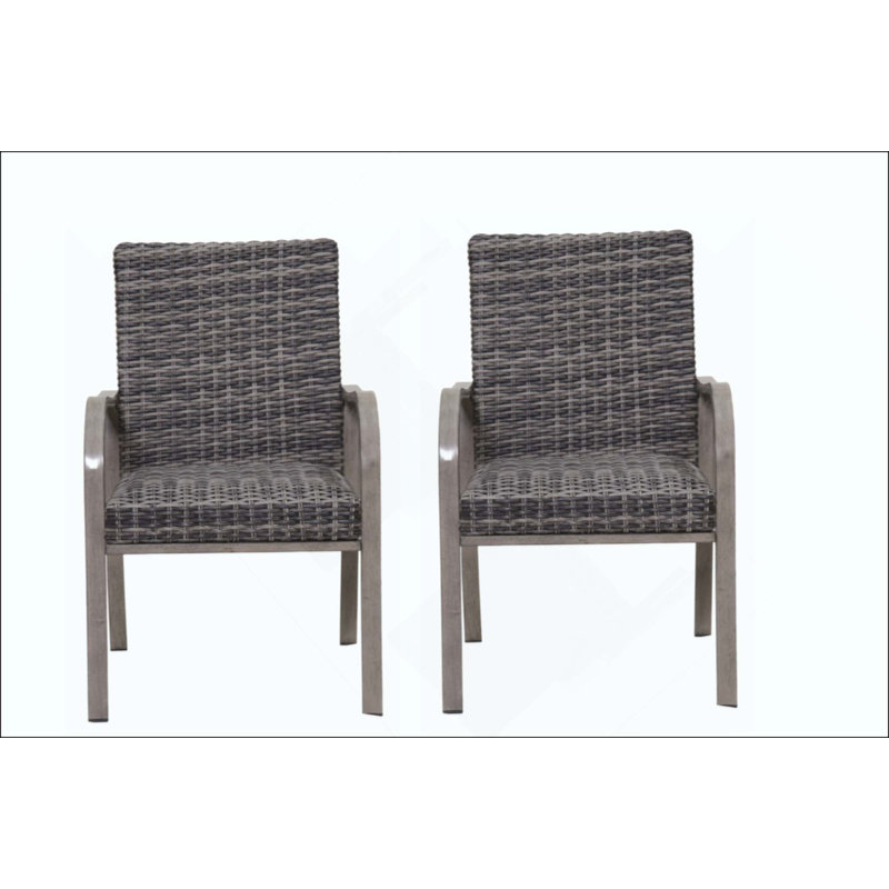 Chaise de salle à manger d'extérieur 2 pièces, cadre peint à la main, siège en coton lavé à l'eau pour le jardin, la cour arrière, la piscine