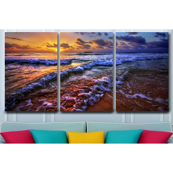 Bay Isle Home Breaking Dawn On Canvas 3 Pieces Print 