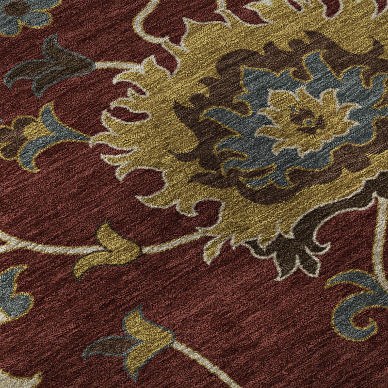 Tapis de qualité supérieure lavable à la machine Mayfield Global, Bourgogne, 8 pi x 10 pi