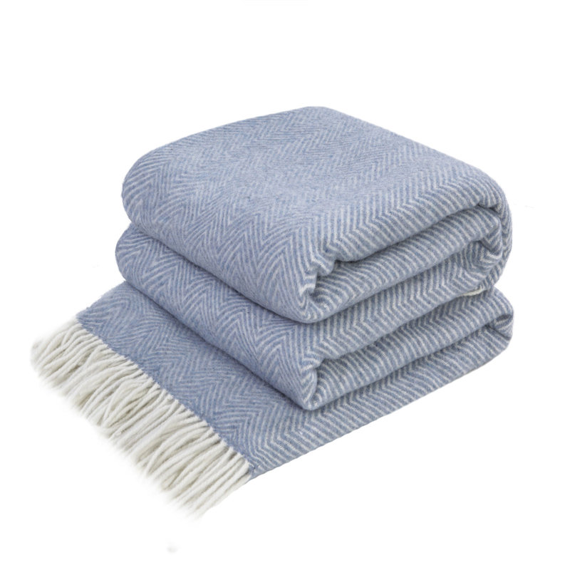 Merino Wool Blanket Gurekam, White/Gray/Blue