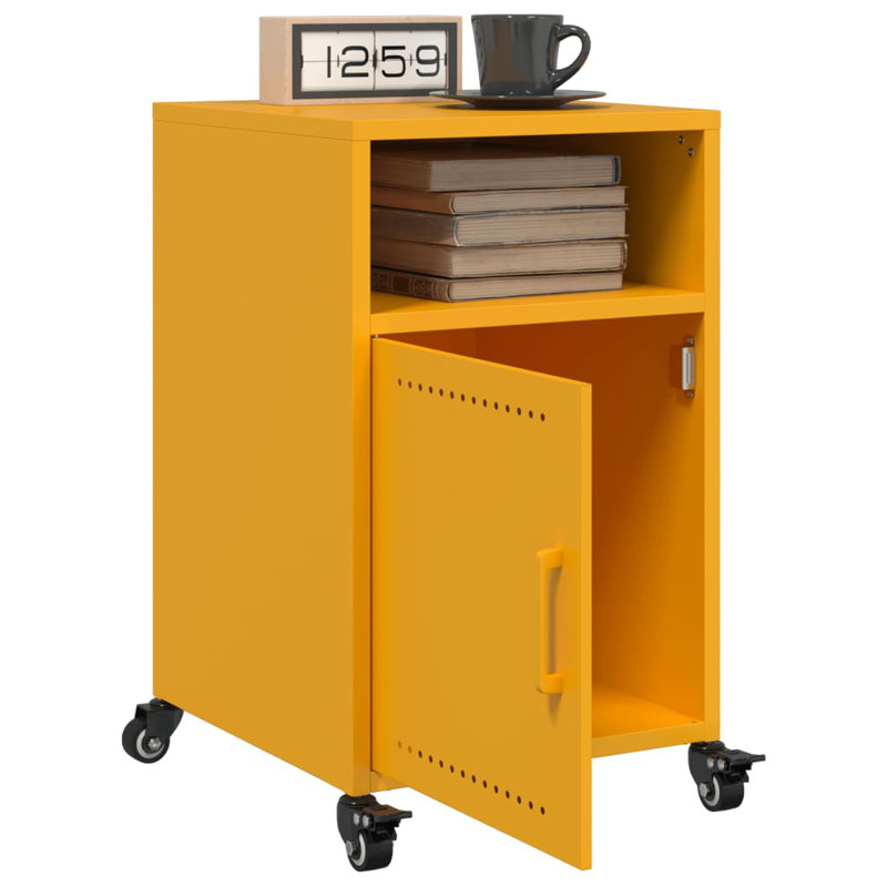 Quammen 36cm W Steel Bedside Table, Mustard Yellow