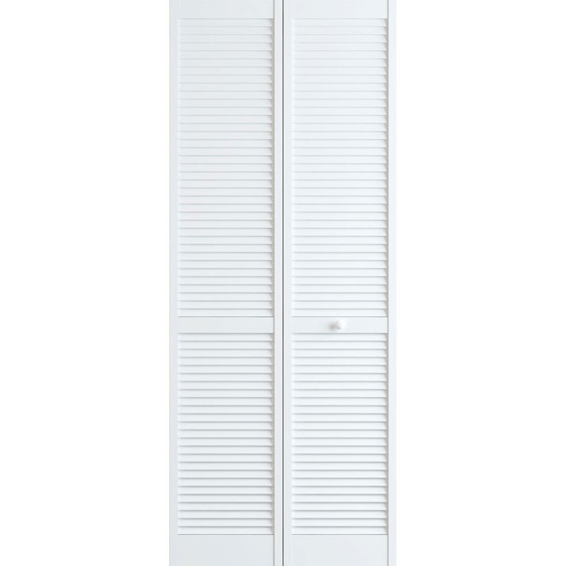 Porte pliante en bois à persiennes, 24 po x 80 po, Blanc