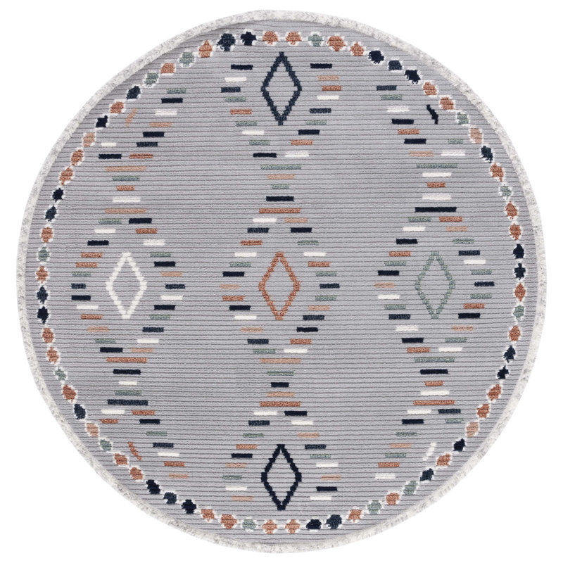 Khallil Performance Geometric Rug, Round 6'7"
