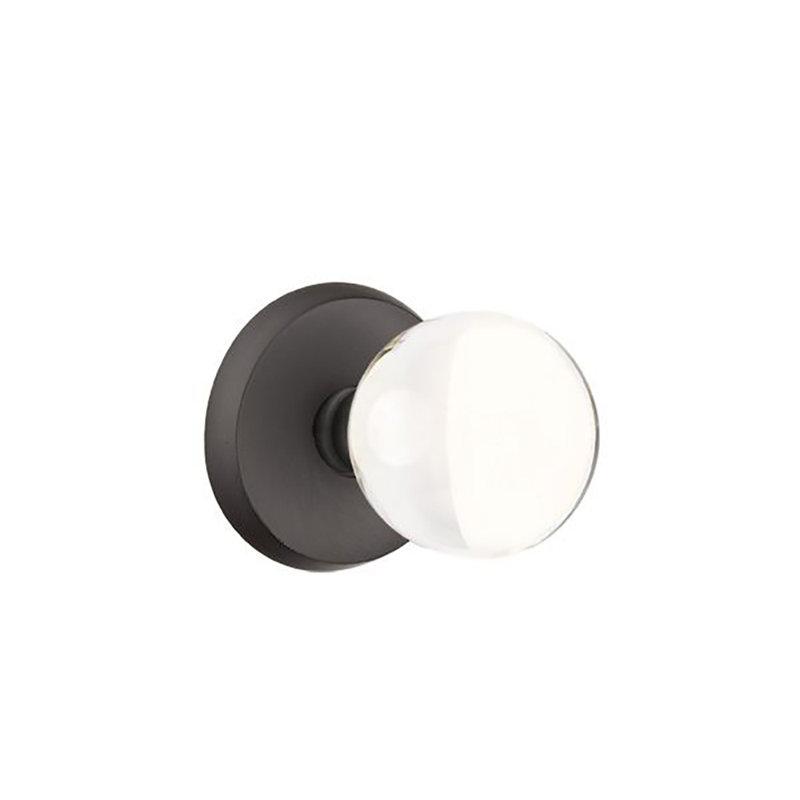 Ensemble de boutons de confidentialité Emtek avec rosette Sandcast # 2 et bouton en verre Bristol, Bronze plat noir