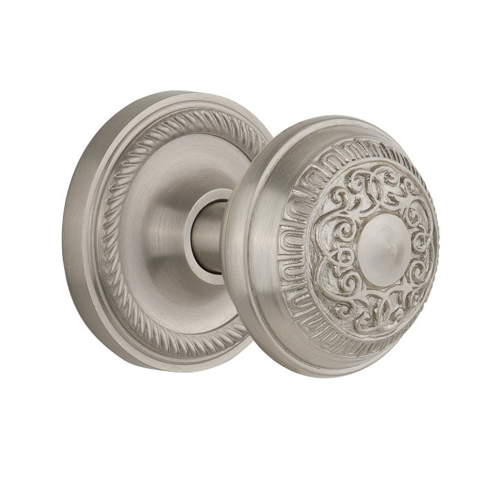 Rosette en corde avec bouton de porte œuf et fléchettes, Nickel satiné