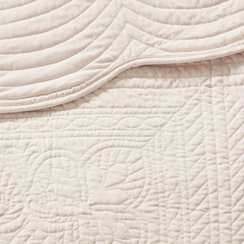 Courtepointe réversible en rosé - 3 pièces, bords festonnés, microfibre, rembourrage 90% coton, pièce de literie réversible, belle maison
