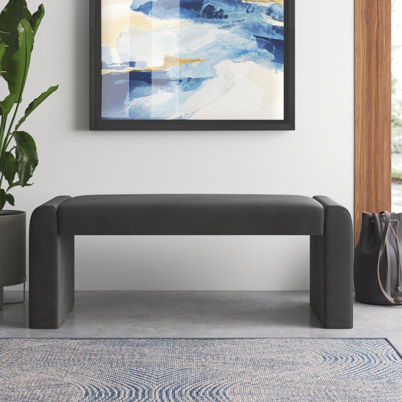 Wagenen 47" Upholstered Bench, Charcoal Velvet