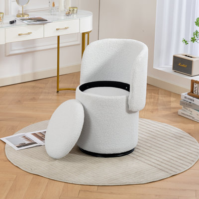 Élégant fauteuil demi-tonneau rembourré: tabouret de coiffeuse pivotant à 360 ° pour la chambre à coucher et la chaise de salle à manger, rangement intégré, siège d'appoint rembourré doux, multifonctionnel pour s'habiller / manger, tabouret de lit pour chat gratuit inclus