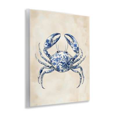 Plaque murale crabe bleu floral, design par Arlington Prints