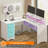 60" L Shaped Office Corner Computer Desk And 55“ Sideboard Buffet Cabinet And  Tall Coffee Bar Cabinet Office Set