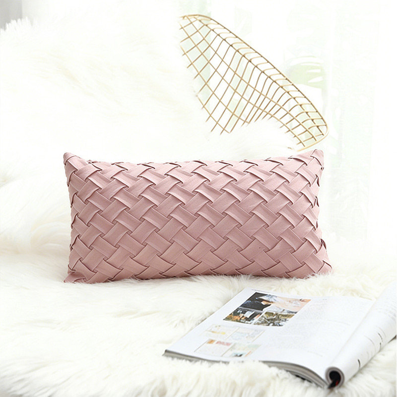 1 Pack Boho Decorative Throw Pillow Cover (12X20) – Brick Red Weave Pattern Accent Cushion For Couch And Bed