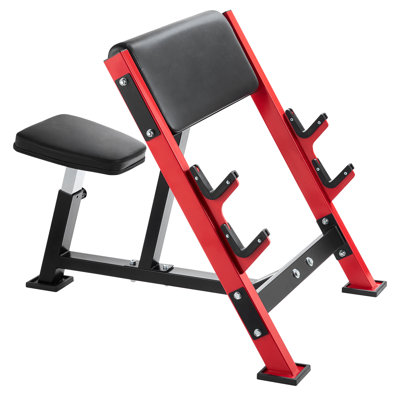 Banc Preacher Curl, bancs de musculation, équipement de gymnastique à la maison pour 660 lb de charge maximale, station de biceps avec haltères à haltères isolés avec bras, banc de poids réglable avec porte-barres