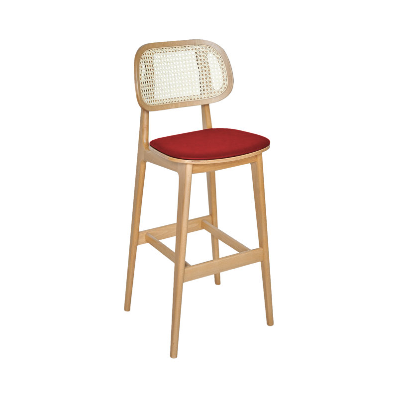 Tabouret 30 "Emma Cane, Brun clair, Rouge