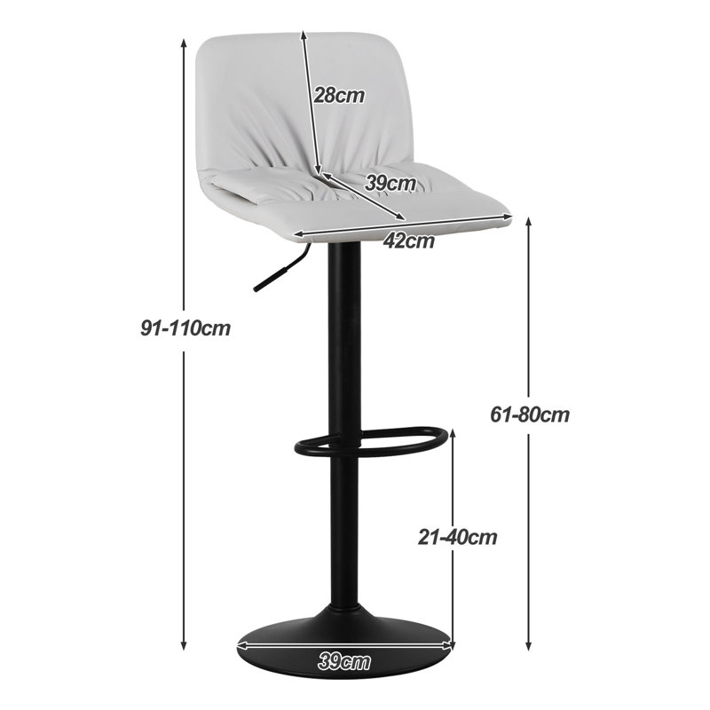 Laveta Swivel Upholstered Adjustable Height Counter Stool with Metal Frame, Cream
