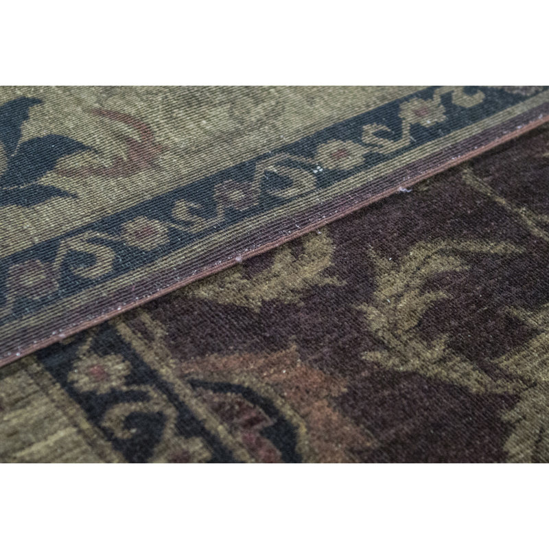 Wool Oriental Area Rug in Dark Brown/Wheat
