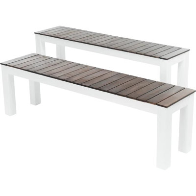 Dining Bench Mp2 ( Of 2) - Wood Bench For Garden Dinners Modern (2 Units) Patio And Backyard Gatherings