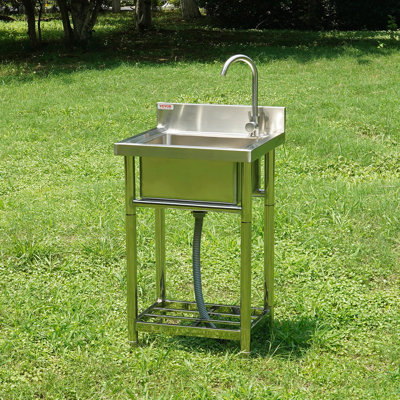 Évier à lessive autoportant argenté L 21,7 po x l 19,7 po avec robinet
