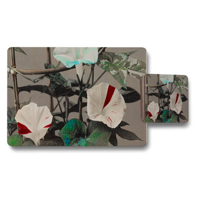 Butterfly Pattern Placemats And Coaster Set With Multicolor Designs