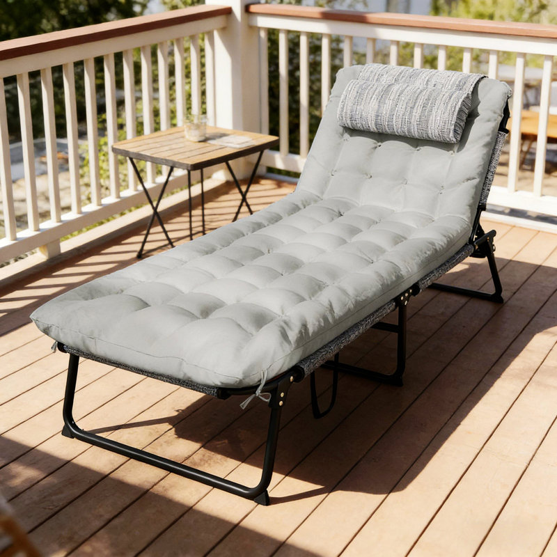 Chaise longue d'extérieur, chaise longue pliante, Gris