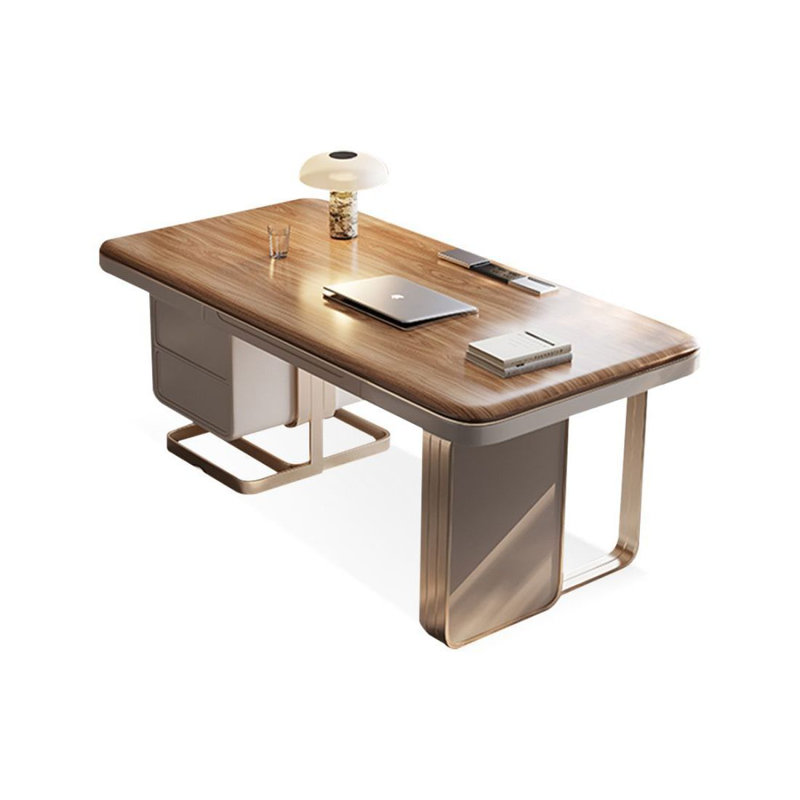 Bureaux rectangulaires en bois manufacturé noyer, 29.53" H x 55.12" W x 27.56" D, Retour à gauche