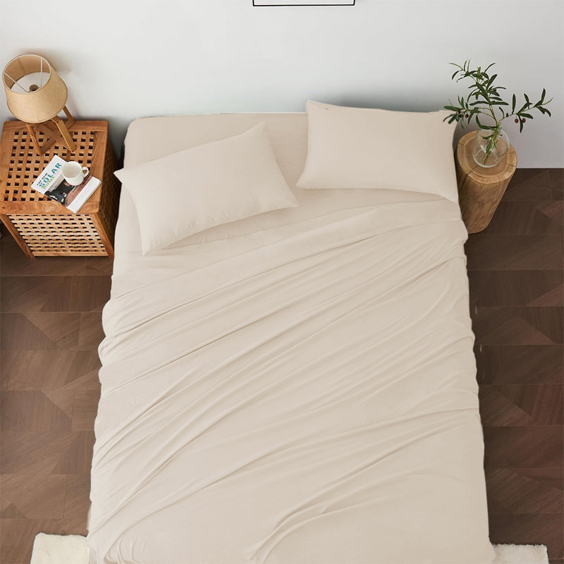 Nahama 100% Cotton Machine Woven Flat Sheet, Super King (6'), Cream