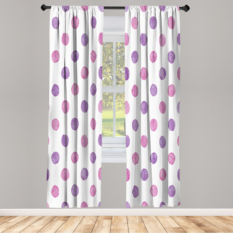Microfiber Floral Semi-Sheer Rod Pocket Curtain Panels, 28" W x 84" L, Pink/White