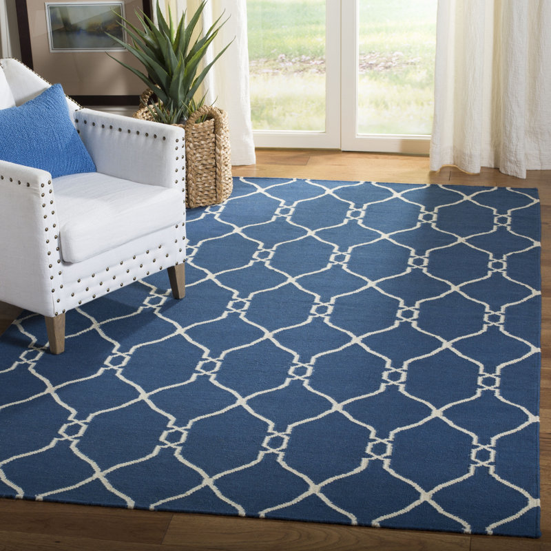 Tapis géométrique en laine tissé à la main Rodgers, Rectangle 5 pi x 8 pi