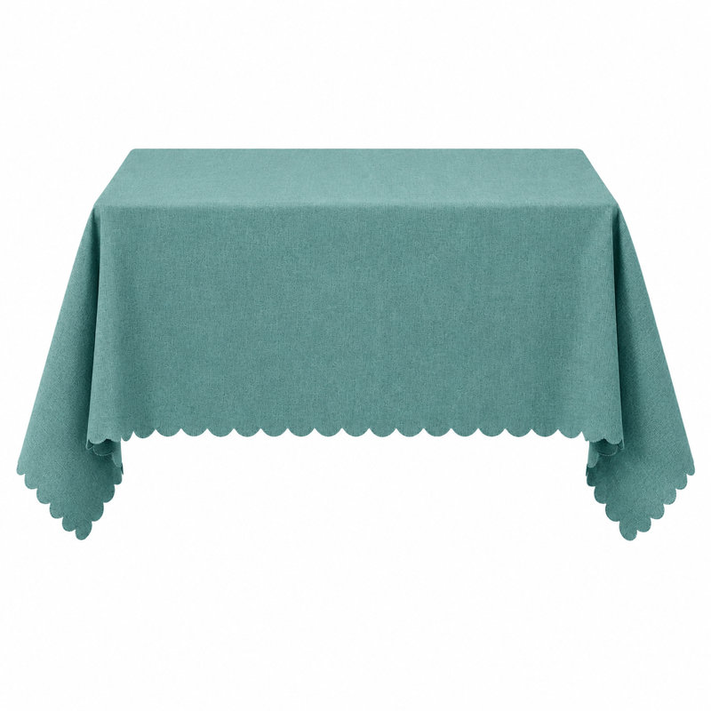 Nappe rectangulaire grise infroissable à rebords festonnés 56 po x 40 po, 72 po x 56 po, Bleu-vert