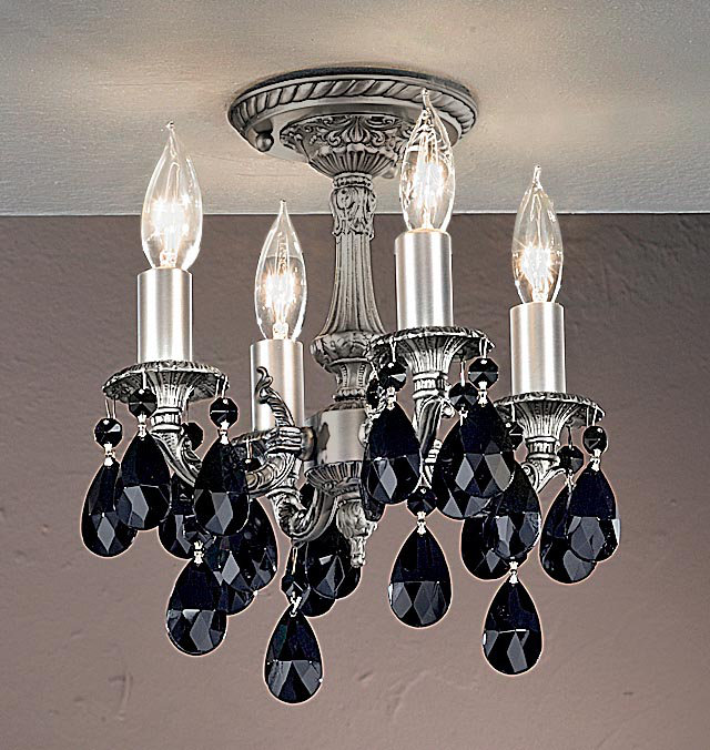 Plafonnier semi-encastré géométrique à 4 lumières 10 po Fagundes, Bronze vieilli, Noir crystalique