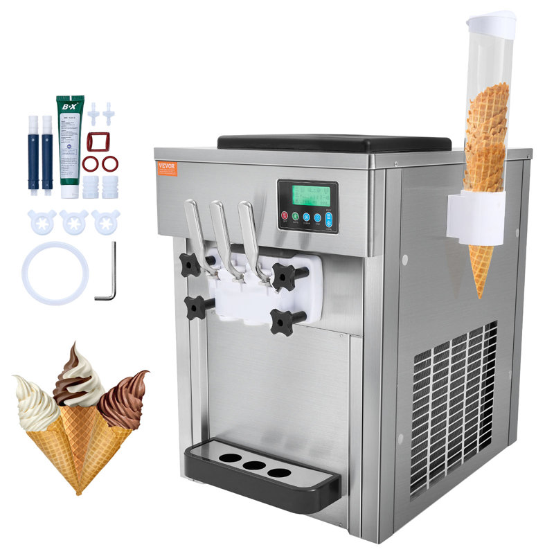 Silver Stainless Steel Commercial Soft Serve Ice Cream Machine
