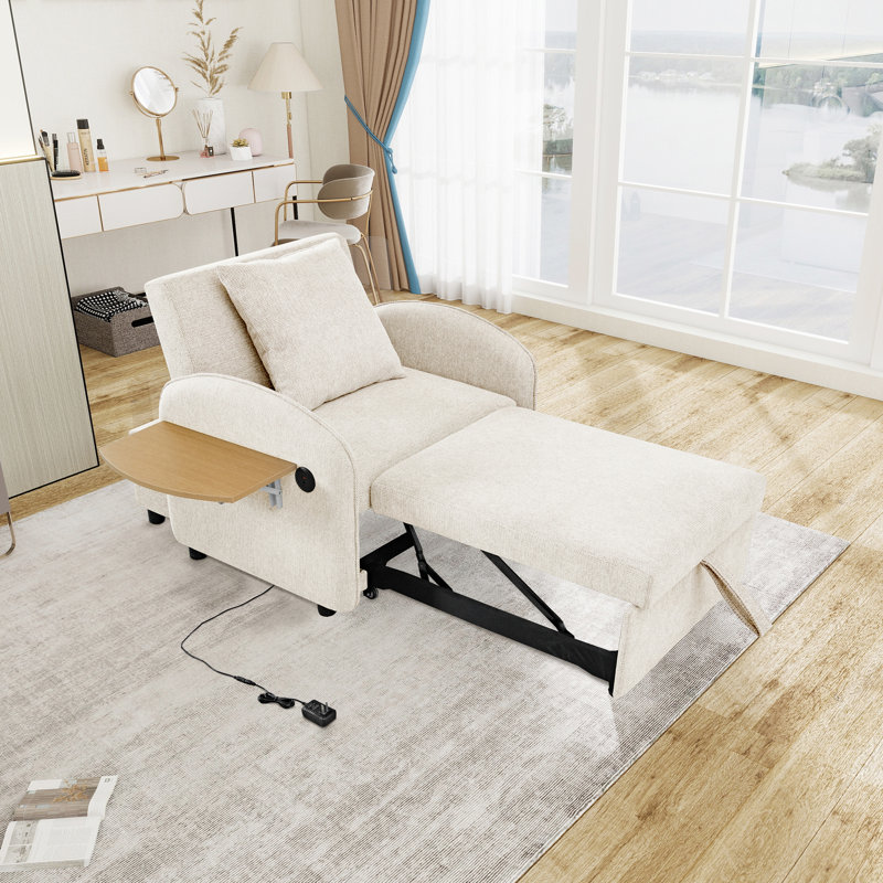 Chaise convertible simple polyvalente 3 en 1 avec carte d'ordinateur et ports USB pour le travail et la détente dans divers cas de figure