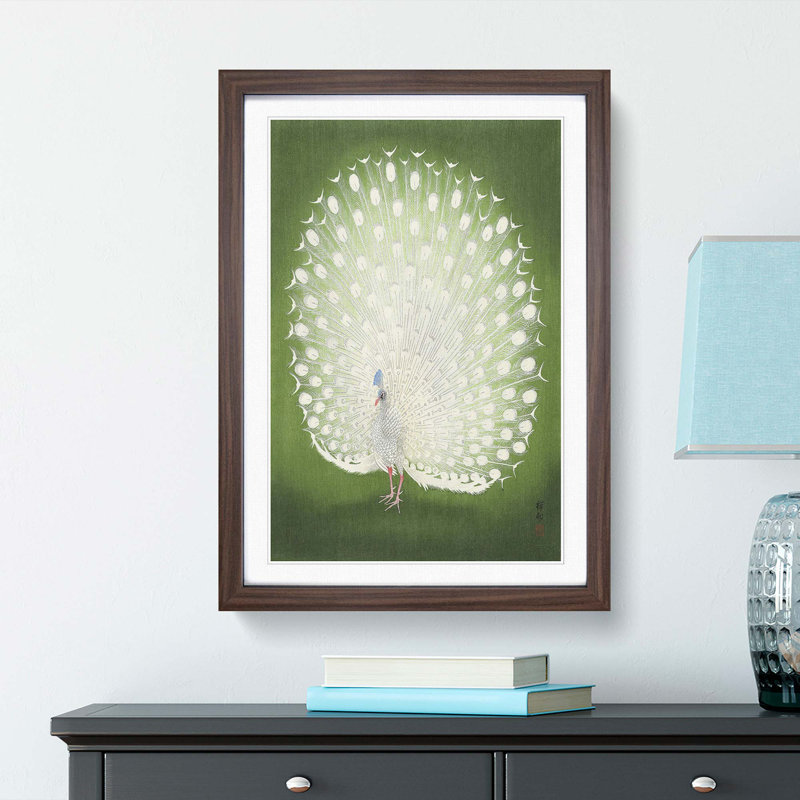 Peacock by Ohara Koson - Picture Frame Painting Print, Walnut Framed, 36cm H x 27cm W x 2cm D