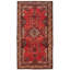 Tapis décoratif en laine de conception unique noué à la main gris kula rouge/beige 4 pi 6 po x 9 pi 1990s