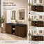 Meuble-lavabo double sur pied Lumene 60" Winston en noyer avec lavabo en quartz intégré, panneaux cannelés, portes à fermeture amortie, étagère centrale ouverte, lavabo noir en option, meuble de salle de bain moderne-1725796188-1716938516
