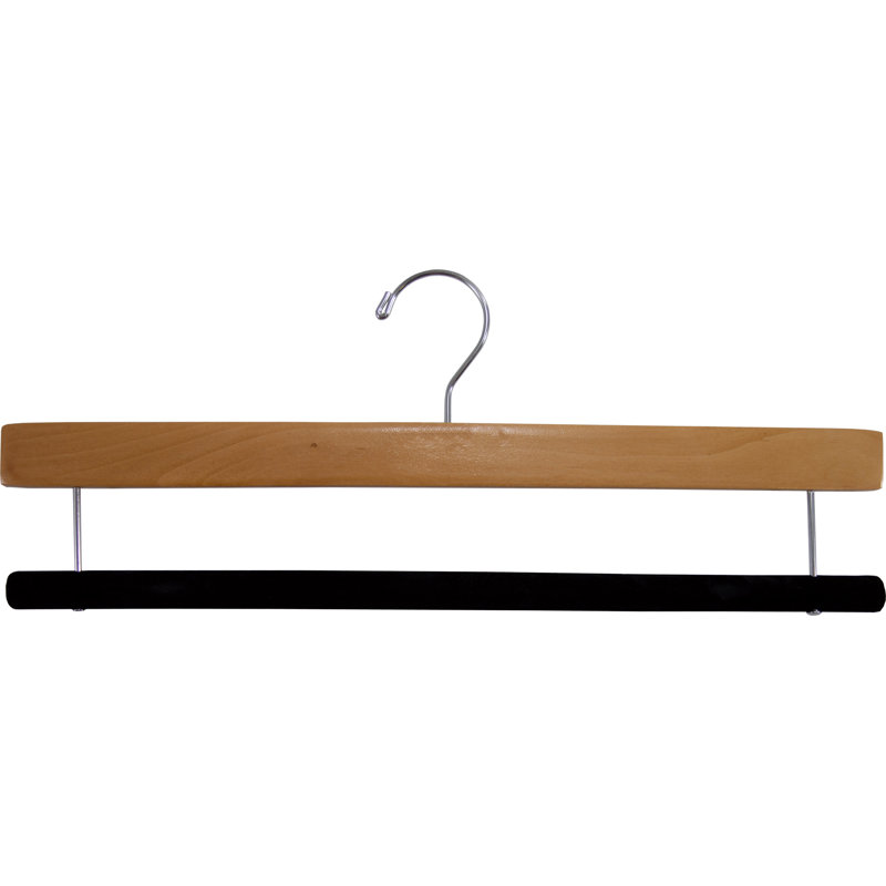 Cintre en bois antidérapant pour jupe / pantalons, Naturel / nickel