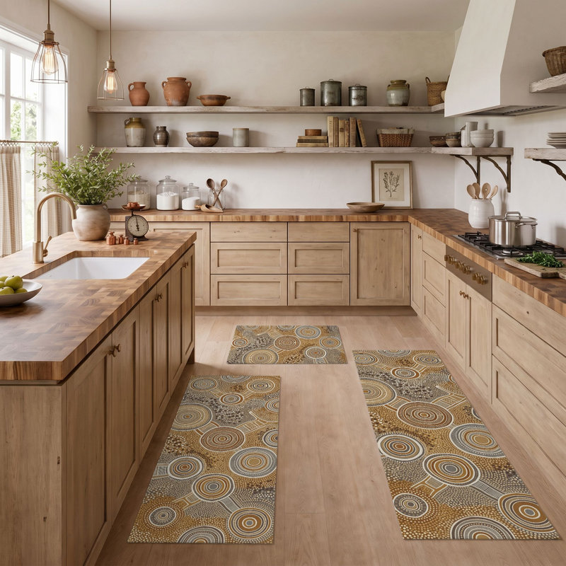 Tapis de cuisine lavables circulaires antidérapants