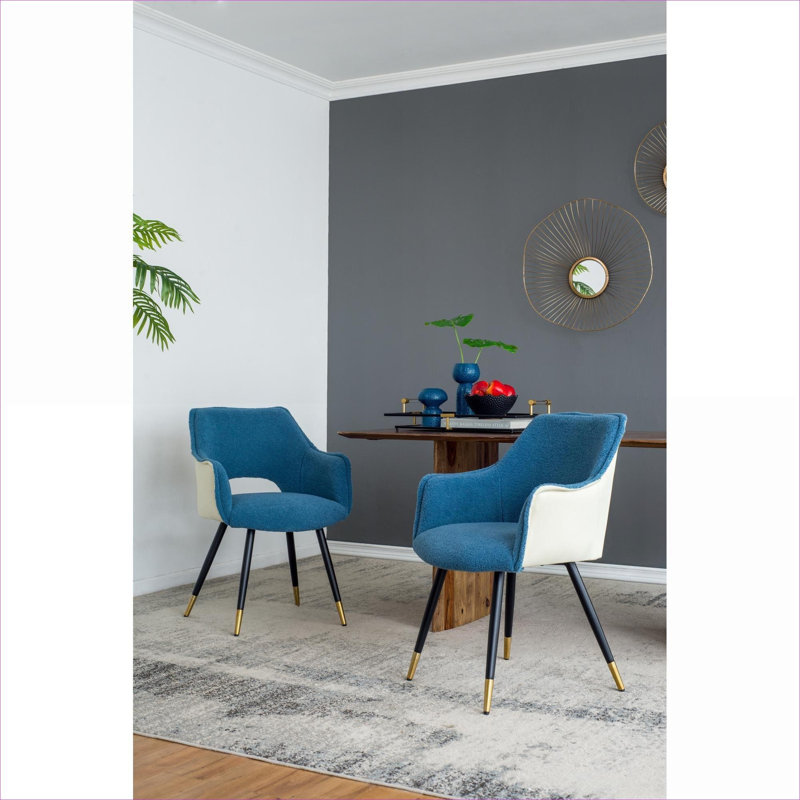 Ensemble de 2 fauteuils d'appoint en tissu bleu, 23 po x 23 po x 34 po