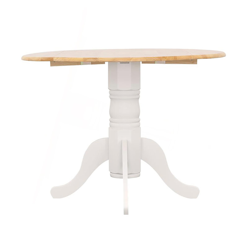 Table de salle à manger ronde naturelle brun et blanc avec abattant