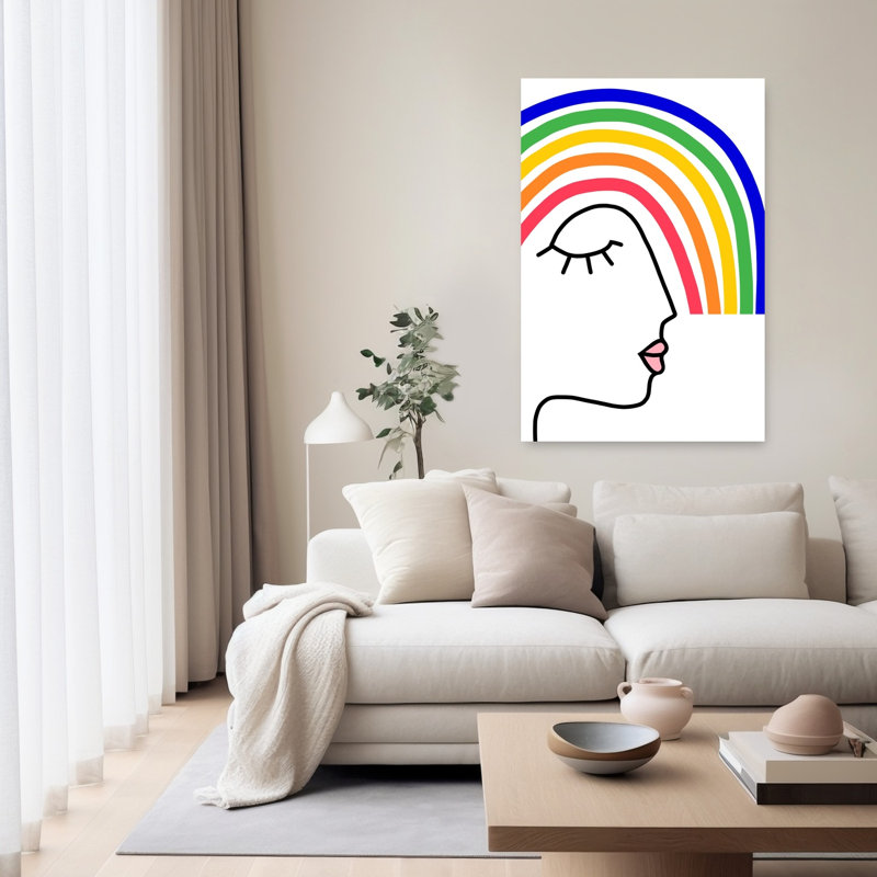 «Dreamy Rainbow Profile Abstract Colorful Contemporary Landscape Nature», reproduction d'art mural, H 60 po x l 40 po