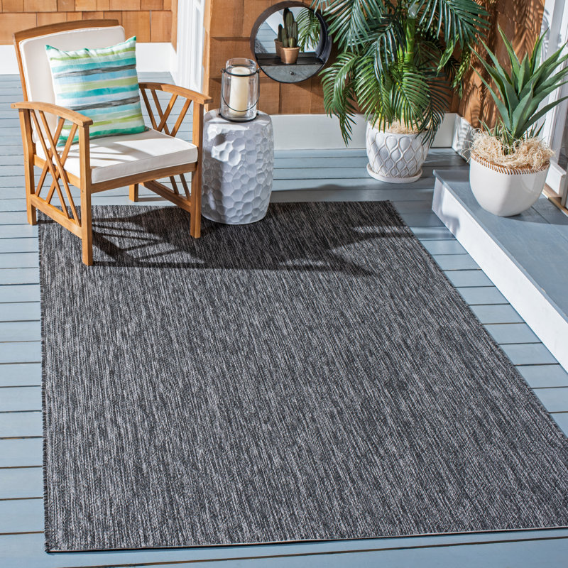 Tapis noir intérieur / extérieur Madyson, Rectangle 9 pi x 12 pi