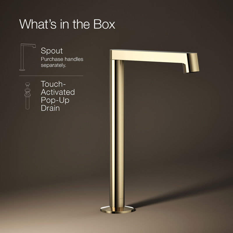 Components Tallbathroom Sink Spout with Row Design, Vibrant French Gold