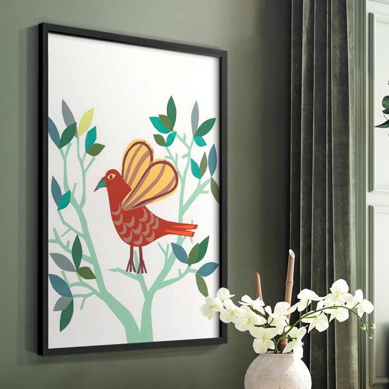 Whitty Bird I, reproduction encadrée - bois massif, Noir, H 28 po x l 22 po