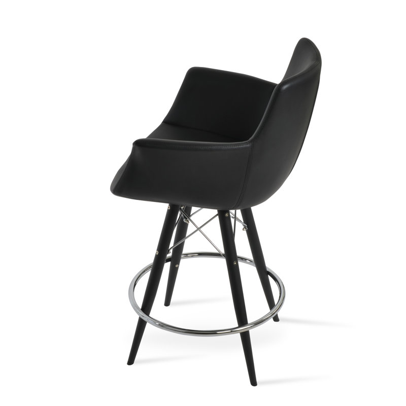 Tabouret de bar et de comptoir Bottega, Noir, Noir, Tabouret de bar (siège d'une hauteur de 28,5 po)