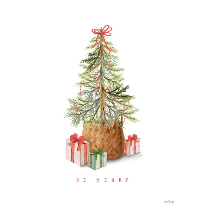 Arbre de Noël «Be Merry» par House Fenway, Impression sur toile sans cadre sans passe-partout, H 16 po x l 12 po