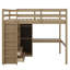 Lit mezzanine en bois avec garde-robe intégré, bureau, tablettes de rangement et tiroirs-1013714363